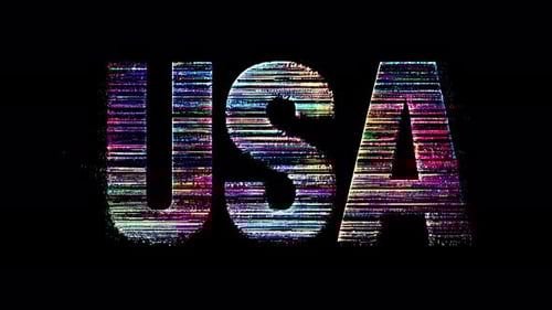 USA Glitch Animation: vibrante superposición de secuencias digitales