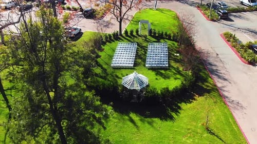 Outdoor Wedding Venue Setup on Green Lawn