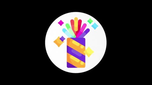 Rotating Flat Design Party Popper Confetti Icon