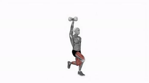 Animated Dumbbell Lunge Exercise with Muscle Anatomy