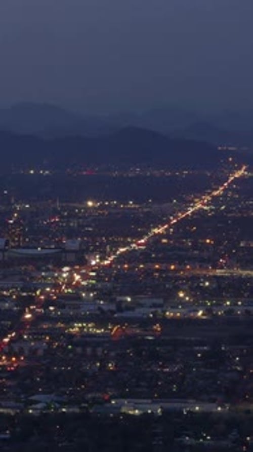 Vertical Video Downtown Phoenix at Night Timelapse