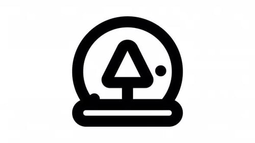 Animated Outline Snow Globe Icon with Falling Snow