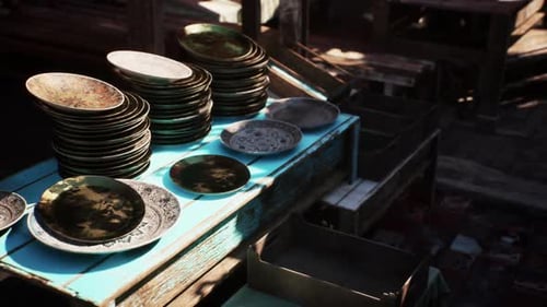 Animated Light on Rustic Decorative Plates