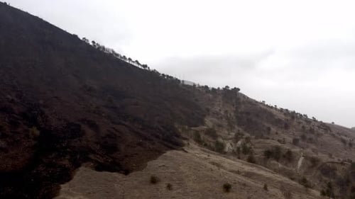 Aerial View of Mountain with Burnt Landscape