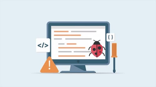 Software Debugging and Bug Fixing Flat Design Animation