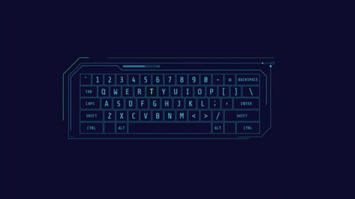 Futuristic Virtual Keyboard Heads-Up Display Element