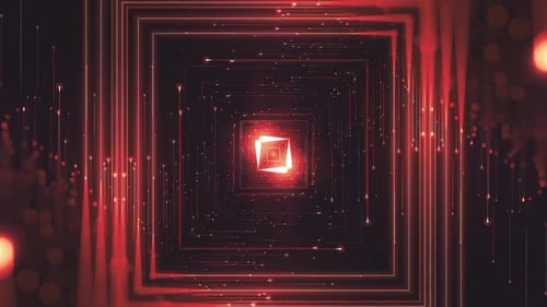 Yellow Square Shape Tunnel Animation