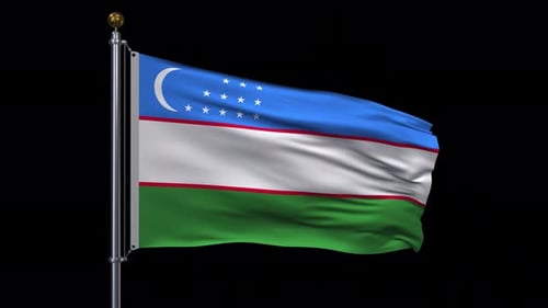 Realistic Waving Flag of Uzbekistan with Alpha Channel