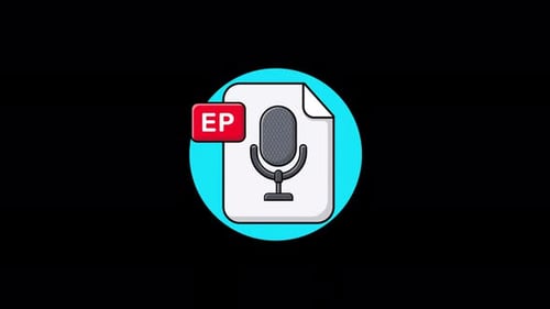 Animated Flat Design Podcast Episode File Icon