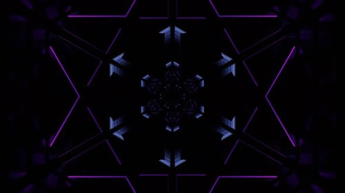 Light Blue And Purple Neon Glow Hexagonal Tunnel Background Vj Loop In 4K
