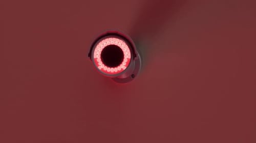Security Camera Lens Pulsing Red Light Animation
