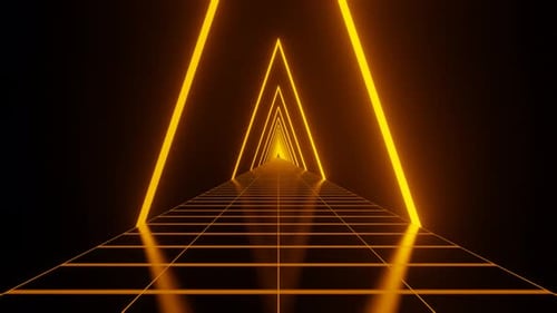 Orange Sci Fi Neon Glowing Cyberpunk Road Background Vj Loop In 4K