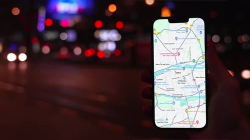 Map Of Tours, France On Phone Screen