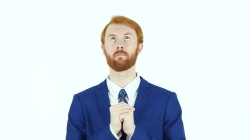 Praying Red Hair Beard Businessman Trust in God