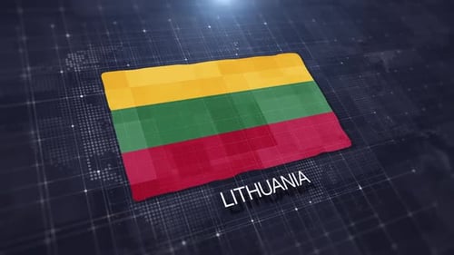 Digital Animation of Lithuanian Flag and Country Name