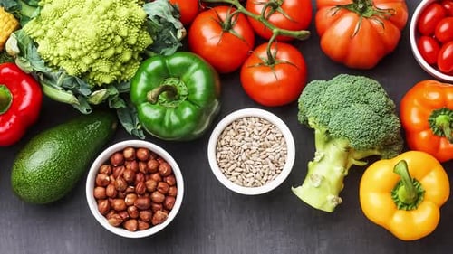 Fresh Vegetables and Nuts for Healthy Eating