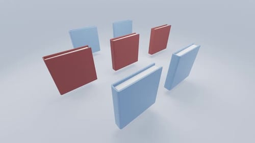 Minimalist 3D Rotating Books Animation Loop