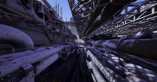Intricate Network of Pipes and Structures in an Industrial Area
