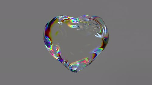 Shimmering Iridescent Fluid Heart Animation for Love Concepts