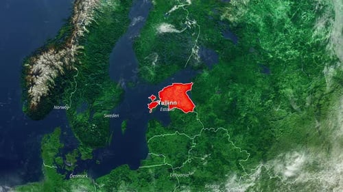 Estonia Map Highlight with Capital City Tallinn Zoom