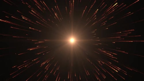 Animated Golden Light Streaks Warp Speed Tunnel Background