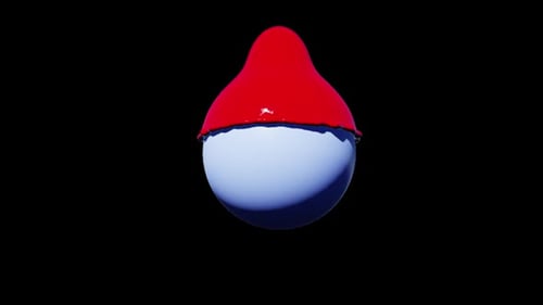Red liquid spilled on blue sphere