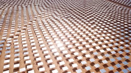 Solar power plant mirrors that focus sun rays upon a collector producing renewable energy