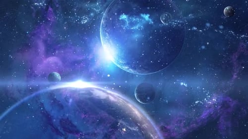 animierter Hintergrund Erde und andere Weltraumplaneten