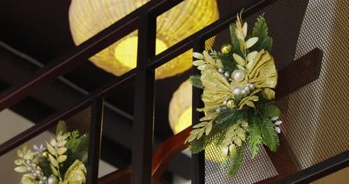 Decoration With Festive Season Of Christmas Poinsettia In Cafe Interior Design And Decoration