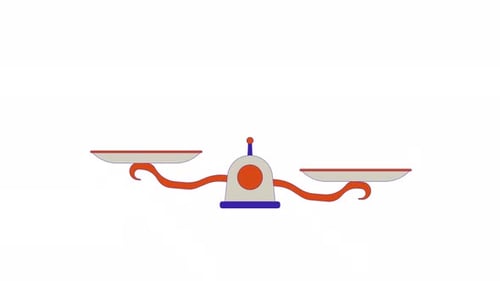 Balance scales line 2D object animation