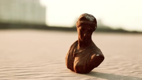 Goddess of Love in Greek Mythology on the Sand of the Beach