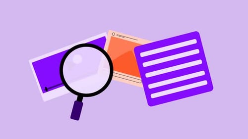Flat Design Animation of Digital Content Search and Analysis