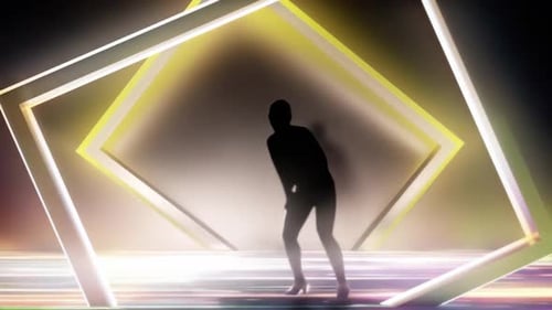 A Silhouette Woman Is Casually Dancing Against A Lighting Stage Background