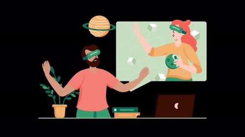 People Using Virtual Reality Headsets for Space Exploration