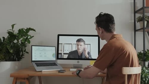 Young Adult Video Call From Home Office