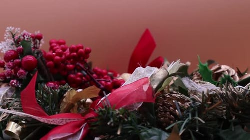 Christmas Wreath with Festive Ornaments and Bows