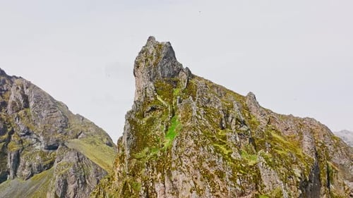 Top View Shot Showing The Rocky Surface Of Eystrahorn Mountain's Summit