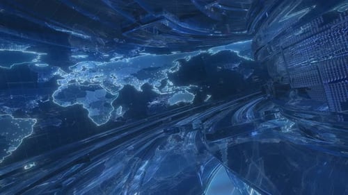 Futuristic Global Network Tunnel Animation