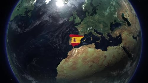 Satellite View Of The Spain Realistic Earth Rotation
