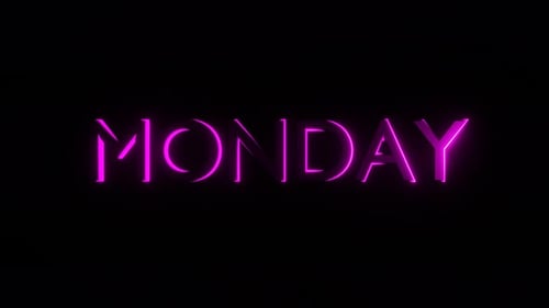 Monday Neon Glow Text Animation