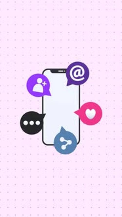 Animated Smartphone with Social Media Icons