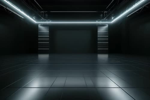 podium Futuristic showcase with platform for product displaying. Empty modern stage display