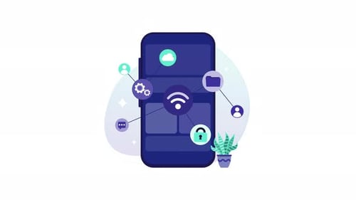 Connect mobile apps animation connected digital world. Perfect for technology designs.