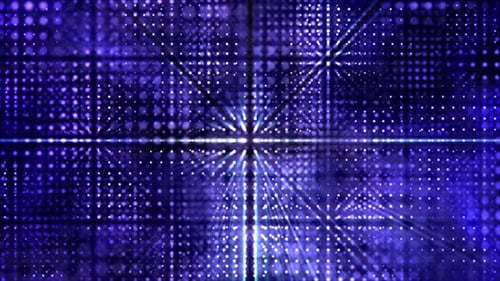 Futuristic Digital Grid Tunnel Animation with Glowing Dots