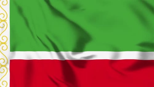 Chechen Republic Flag Waving Realistic Animation