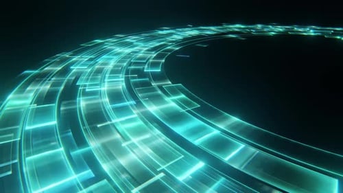Futuristic Teal Glowing Data Stream Motion Background