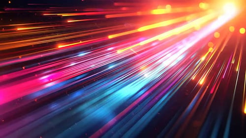 Abstrakte, lebendige, farbenfrohe Geschwindigkeitslinien, die zu einer hellen Lichtquelle zusammenlaufen