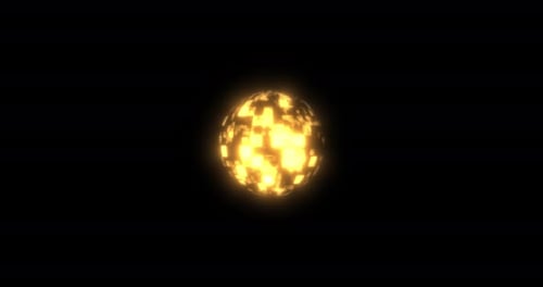Shining Orange Starlike Energy Orb In A 4 K Loop