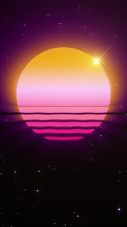 Retro Sun Synthwave Vaporwave Vertical Loop