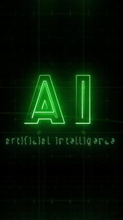AI Artificial Intelligence Animation with 3D Grid Loop Vertical Video